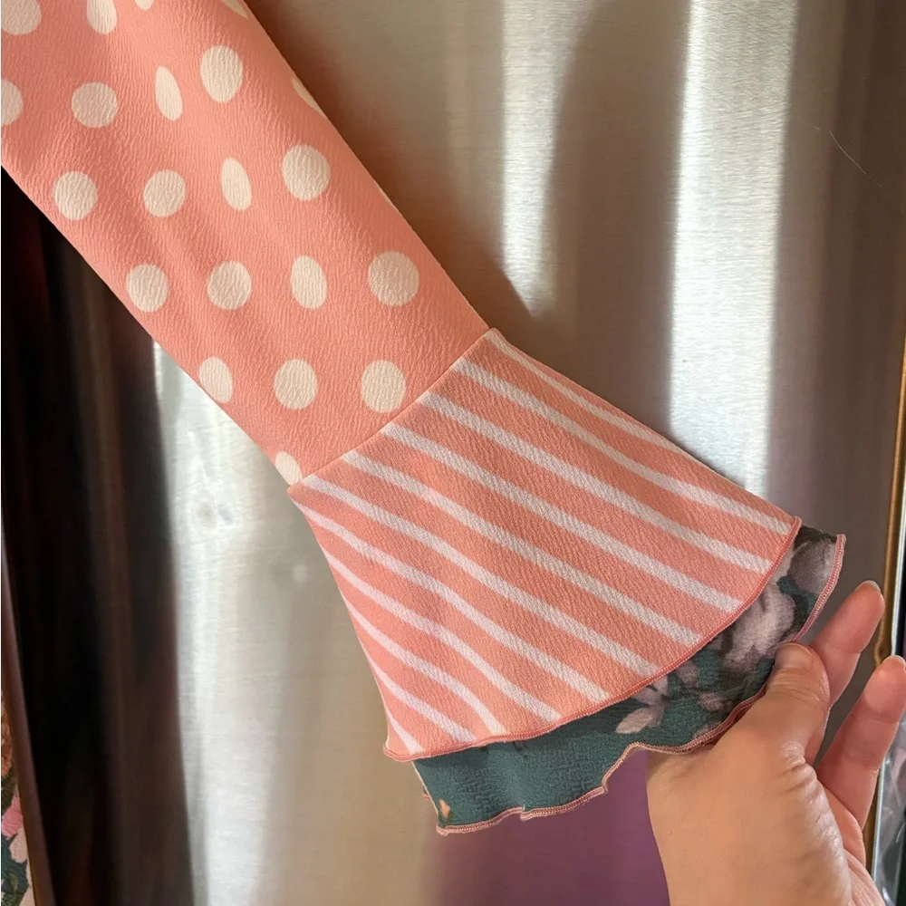 Floral and Polka Dot Women’s high low dressy top - Picture 4 of 8